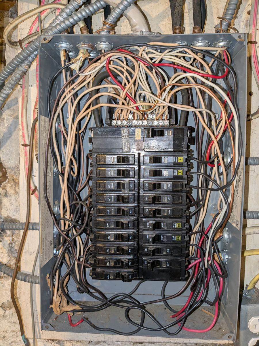 Residential electrical panel with circuit breakers